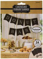 Amscan 120275 Party Supplies Customizable Chalkboard Paper Pennant Banner, 15ft, Multi Color