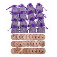 Pack of 46 Cedar Blocks and Lavender Flower Sachets Craft Bag, Drawer Freshener, Linen, Shower Favor, Wedding Gift, Closet, Laundry, Spa and More