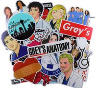 50 pcs Greys Anatomy Sticker Pack Tv Show Creative DIY Stickers, Waterproof Funny Decorative Cartoon for Cartoon PC Luggage Computer Notebook Phone Home Wall Garden Window Snowboard