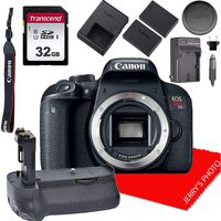 Canon EOS Rebel T7i DSLR Camera DSLR Camera Body + Power Grip + 32GB Memory Bundle (8pcs)