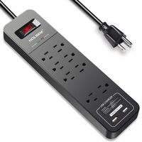 HOLSEM Power Strip Surge Protector 8 Outlets & 2 Smart USB Charging Ports (5V/2.4A), 6' Heavy Duty Extension Cord, USB Outlet for Home & Office Charging Station,Black