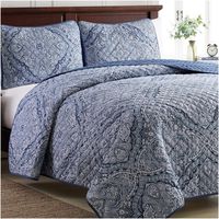 Mellanni Bedspread Coverlet Set Medallion-Blue - Comforter Bedding Cover - Oversized 3-Piece Quilt Set (Full/Queen, Medallion Blue)