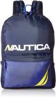 Nautica Men's Horizontal Zip Polyester Backpack With Padded Laptop Sleeve, Blue, One Size
