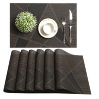 U'Artlines Placemat, Crossweave Woven Vinyl Non-Slip Insulation Placemat Washable Table Mats Set (6pcs placemats, G Coffee)