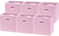 6 Pack - SimpleHouseware Cube Baskets with Handles, Pink (12-Inch Cube)