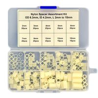 Electronics-Salon Nylon Round Spacer Assortment Kit. OD 6.3mm, ID 4.2mm, L 2 to 15mm, for M4 Screws. Length 2mm 3mm 4mm 5mm 6mm 7mm 8mm 10mm 12mm 15mm, Nylon PA66 Plastic Standoff.