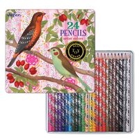eeBoo Colored Pencils in Birds with Berries Tin Case, Set of 24