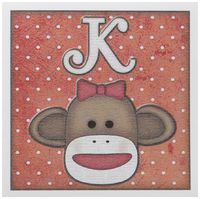 3dRose Cute Sock Monkey Girl Initial Letter K - Greeting Cards, 6 x 6 inches, set of 12 (gc_102814_2)