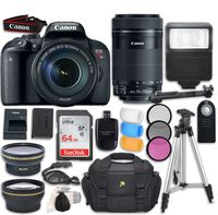 Canon EOS Rebel T7i DSLR Camera with Canon EF-S 18-135mm f/3.5-5.6 is STM Lens + Canon EF-S 55-250mm f/4-5.6 is STM Lens+ Accessory Bundle