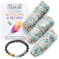 JL Local White Sage Smudge Sticks Bundles Gift Set - California Sage - Smudging & Cleansing Wands (3 Pack w/Bracelet)