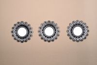 All American Collection New Seperated 3 Piece Decorative Mirror Set, Wall Accent Display (Silver Crown)