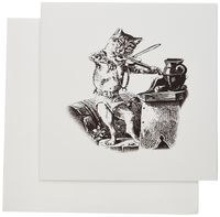 3dRose Vintage Hey Diddle Diddle Cat With A Fiddle - Greeting Cards, 6 x 6 inches, set of 12 (gc_119611_2)