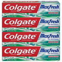 Colgate Max Fresh Whitening Toothpaste with Breath Strips, Clean Mint - 6 ounce (4 Pack)