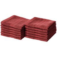 AmazonBasics Fade-Resistant Cotton Washcloths - Pack of 12, Crimson Red