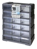 Quantum Storage Systems PDC-18BK Clear Plastic Drawer Cabinet, 18 Drawers