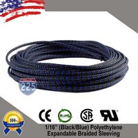 50 FT 1/16" 1.5mm Black Blue Expandable Wire Cable Braided Sleeving Sheathing Loom Tubing US