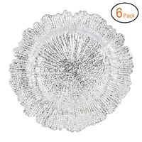 Fantastic:) Round 13 Inch Plastic Charger Plates with Eletroplating Finish (6, Reef Silver)