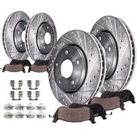 Detroit Axle - 320mm FRONT & REAR DRILLED and SLOTTED Brake Kit Rotors & Ceramic Brake Kit Pads w/Hardware fits Infiniti EX35 G25 G35 G37 G45 M35 M45 & Nissan 350Z 370Z