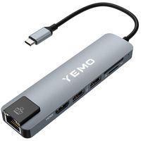 Updated Version USB C Hub, YEMO 6-in-1 Type C Hub with Ethernet, 2 USB 3.0 Port,4K HDMI,SD/TF Card Port,Compatible for MacBook/Pro/Air 2016/2017/2018 and More USB C Devices