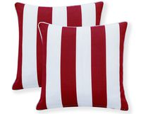 Ornavo Home Water Resistant Indoor/Outdoor Square Patio Decorative Stripe Throw Pillow Cushion - Insert Included - Set of 2-18" x 18" - Red