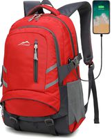 School Student Backpack Bookbag for College Business Travel with USB Charging Port Fit Laptop Up to 15.6 Inch Anti Theft (Red Style)