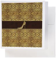 3dRose Cheetah Print and Stiletto Heel - Greeting Cards, 6 x 6 inches, set of 12 (gc_38688_2)