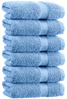 White Classic Luxury Hand Towels | Cotton Hotel spa Bathroom Towel | 16x30 | 6 Pack | Light Blue