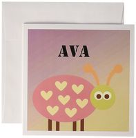Ava Pink Ladybug girls name - Greeting Card, 6 x 6 inches, single (gc_181256_5)