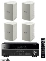 Yamaha 5.1-Channel Wireless Bluetooth 4K A/V Home Theater Receiver + Yamaha Natural Sound High performance 2-Way Indoor/Outdoor Weatherproof Speakers (Set Of 4)