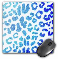3dRose LLC 8 x 8 x 0.25 Inches Mouse Pad, Blue and Turquoise Leopard Print Fashion Animal Print (mp_30854_1)