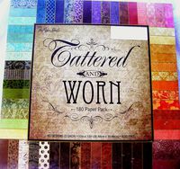 Tattered & Worn 12x12 Scrapbooking Paper Pack, 180 Sheets, Vintage, Damask, Floral, Foliage, Dots