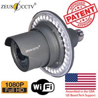 Zeus CCTV WiFi Floodlight Bulb Camera Home Security System Wireless Outdoor Waterproof Remote Control Camera Night Vision 1080p E26 LED Floodlight Cam (16GB, Single Camera Model)