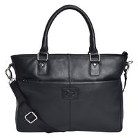 Handbags for Women - Black Genuine Leather Messenger Bag for 15-Inch Laptop
