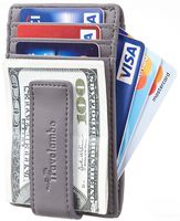 Travelambo Money Clip Front Pocket Wallet Slim Minimalist Wallet RFID Blocking (Type B Vipor Grey)