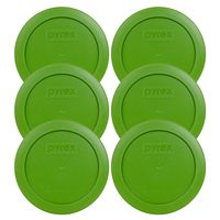 Pyrex Green 2 Cup Round Storage Cover #7200-PC for Glass Bowls - 6 Pack