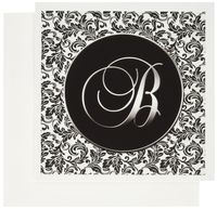 3dRose Letter B - Black and White Damask - Greeting Cards, 6 x 6 inches, set of 12 (gc_38751_2)