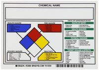 Brady 53080 Pressure Sensitive Vinyl Write On Right-To-Know NFPA Protective Equipment Labels , Black,  Red,  Blue,  Yellow On White,  5" Height x 7" Width