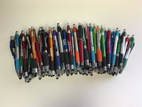 100 Lot Misprint Ink Pens with Soft Tip Stylus for Touch Screen, Assorted Barrel