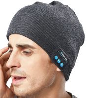 Bluetooth Beanie Hat Wireless Headset Music Hats Soft Knit Winter Warm Cap with Built-in Stereo Speakers & Microphone for Outdoor Sports for Women Men Boys Girls (Dark Gray)