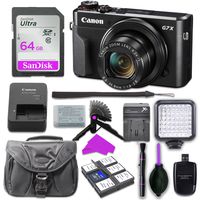 Canon PowerShot G7 X Mark II Digital Camera with 64GB SD Memory Card + Mini Stable Tripod and Grip + LED Video Light Accessory Bundle