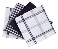 T-fal Textiles Cotton Flat Waffle Dish Cloth, Highly Absorbent, Machine Washable, 12" x 13", Neutral, 4-Pack