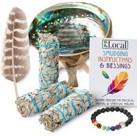 JL Local 3 White Sage Smudge Gift Kit - Abalone Shell, Feather, Stand, Instructions & More - Smudging, Cleansing, Healing & Stress Relief