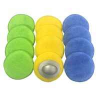 Polyte Microfiber Detailing Wax Applicator Pad w/Handle, 5 in, 12 Pack (Multi-Blue,Green,Yellow)