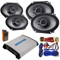 (4) Kenwood KFC-D681C 6x8" 360 Watt 2-Way Speakers with 4 Channel 1000W Stereo Power Car Amplifier + Amp Kit