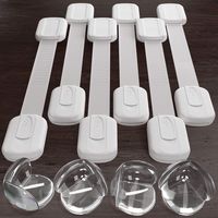 Multipurpose Baby Safety Cabinet Lock Latch Kit - 6 PACK Adjustable Locks + 4 Corner Guards Set - Cupboard Lock Child Safety - Durable Baby Proofing Drawer Locks - Oven Fridge Toilet Seat Kids Proof