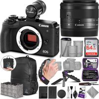 Canon EOS M6 Mark II Mirrorless Digital Camera and 15-45mm Lens + EVF-DC2 Viewfinder with Altura Photo Advanced Accessory and Travel Bundle