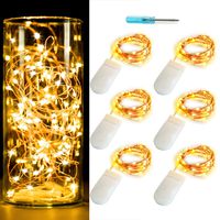 OakHaomie 6PCS 7Feet Starry String Lights,Fairy Lights Battery Operated with 20 Micro LEDs On Copper Wire. 2pcs CR2032(Incl), Works for Wedding Centerpiece,Party,Table Decorations (Copper Warm White)