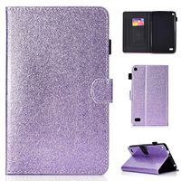 Amazon Fire 7 Glitter Case, CASE4YOU PU Leather Flip Wallet Cover Book Style Shell Kickstand Holder Shockproof Bumper Holster for All-New Amazon Kindle Fire 7 (7 Inch, 2015 Version only) Purple