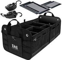 TrunkCratePro Extra Large Multi Compartments Collapsible Portable Trunk Organizer with Metal Hooks, Recommended for Really large loads