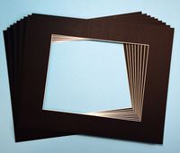 Pack of 10 BLACK 16x20 Picture Mats Matting with White Core Bevel Cut for 11x14 Pictures